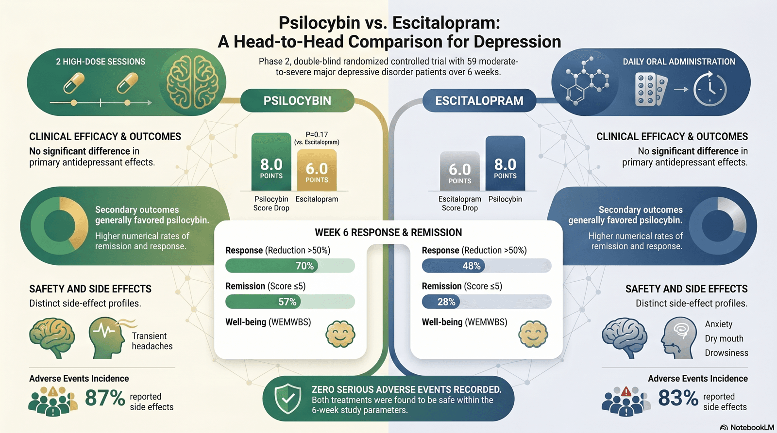Psilocybin vs Escitalopram: A Head-to-Head Depression Trial